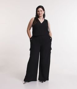 Calça Cargo com Cós Elástico e Bolsos Grandes Curve & Plus Size