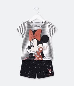 Conjunto Infantil Listradinho com Estampa Minnie - Tam 1 a 6 Anos