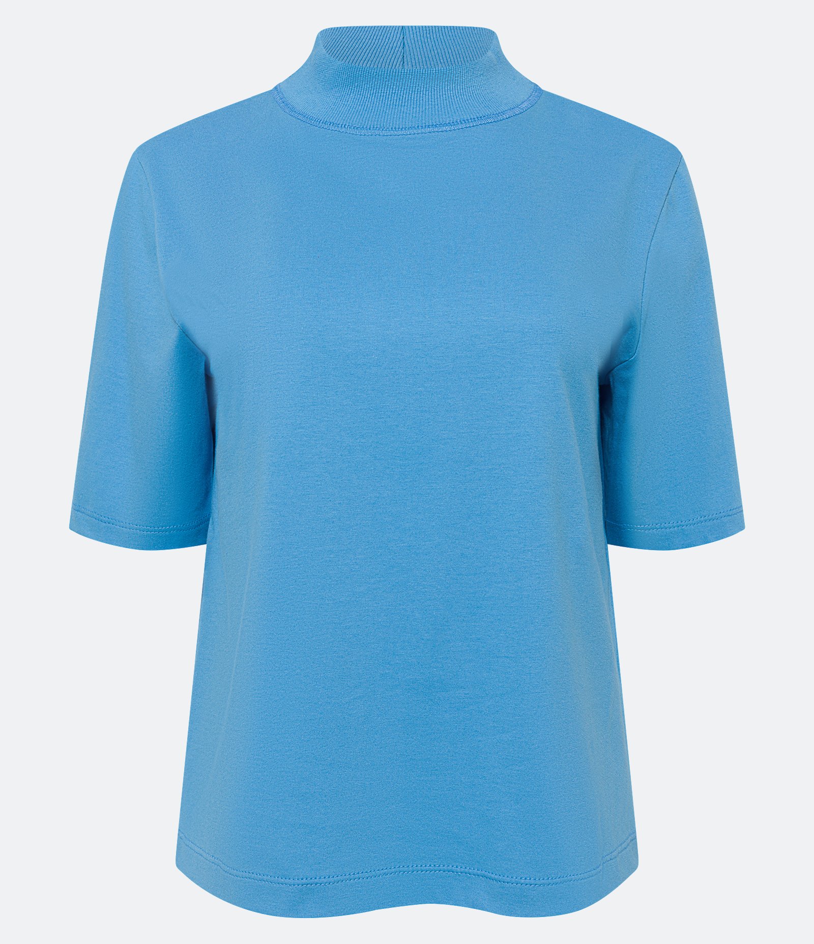 Camiseta em Algodão com Golinha Alta e Manga Curta Azul 5