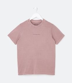 Camiseta Infantil com Efeito Lavado e Lettering - Tam 5 a 14 Anos