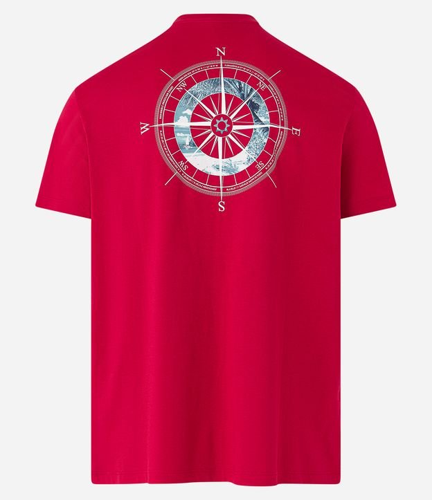 Camiseta Comfort em Meia Malha com Estampa de Coordenadas Geográficas Vermelho 8