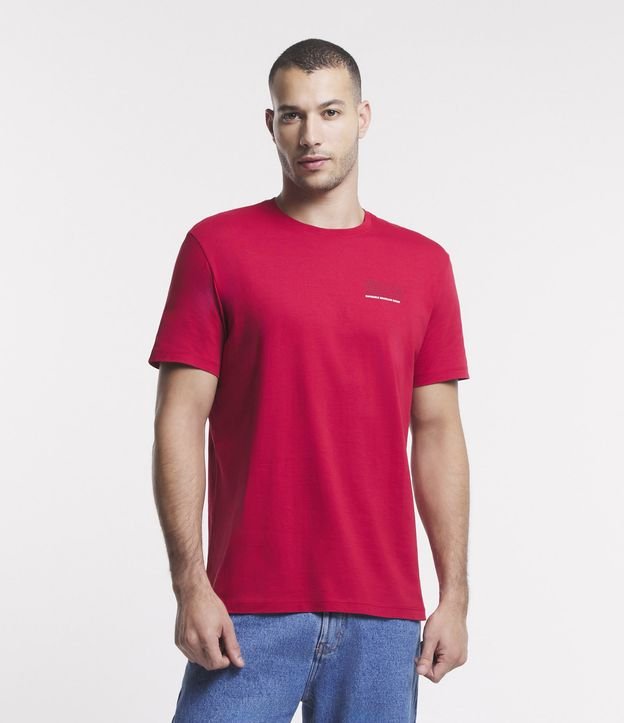 Camiseta Comfort em Meia Malha com Estampa de Coordenadas Geográficas Vermelho 1