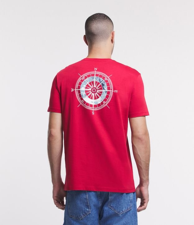 Camiseta Comfort em Meia Malha com Estampa de Coordenadas Geográficas Vermelho 3