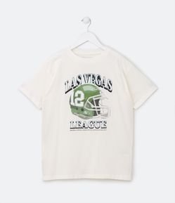 Camiseta Infantil com Estampa Capacete de Futebol Americano - Tam 5 a 14 Anos