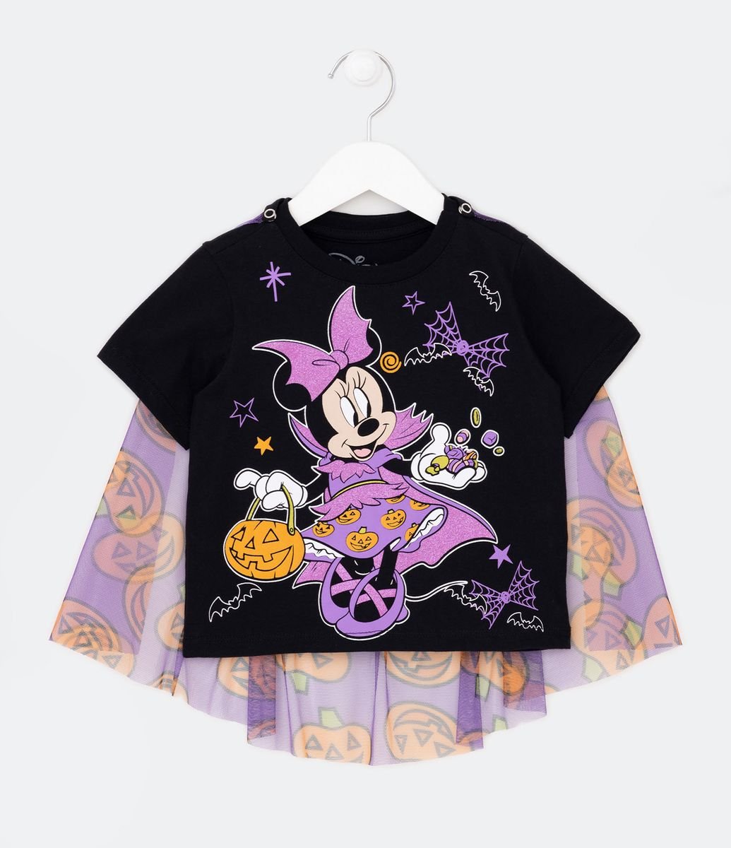 Camiseta Infantil com Estampa Interativa Chase Vampiro e com Capa - Tam 2 a  5 Anos Preto