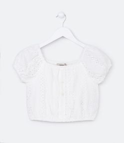 Blusa Ciganinha Cropped Infantil com Botões - Tam 5  14 Anos