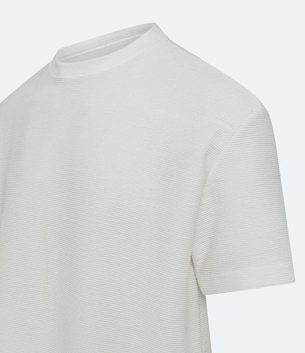Camiseta Relaxed em Meia Malha com Textura Canelada e Manga Curta Off White 6
