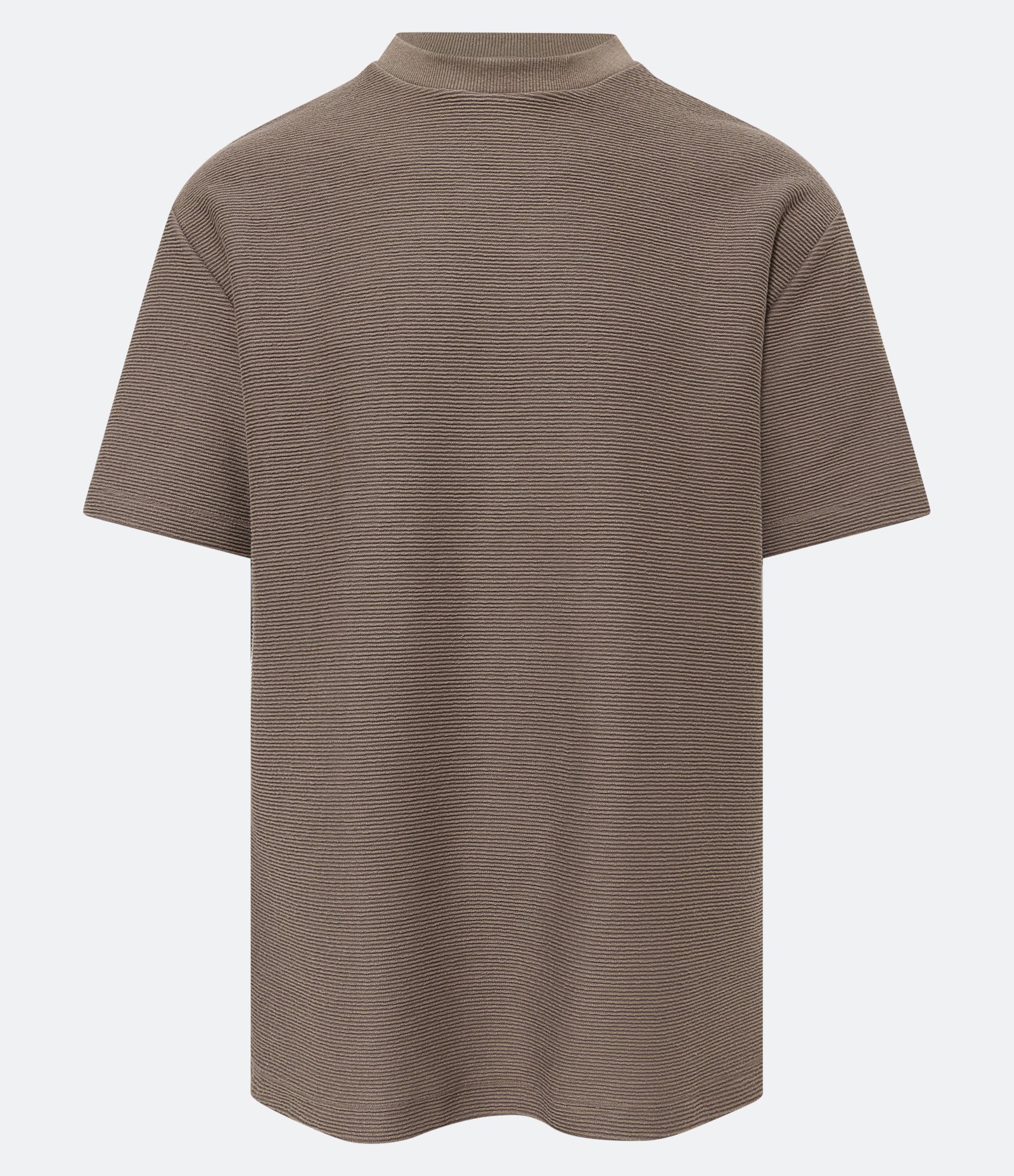 Camiseta Relaxed em Meia Malha com Textura Canelada e Manga Curta Marrom 1