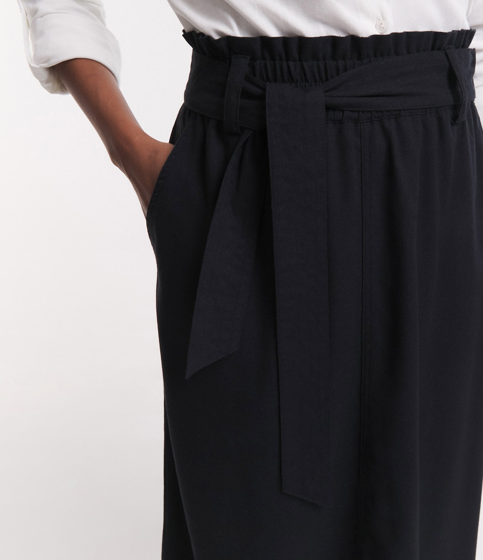 Saia Midi Clochard em Viscolinho com Cinto Faixa 4