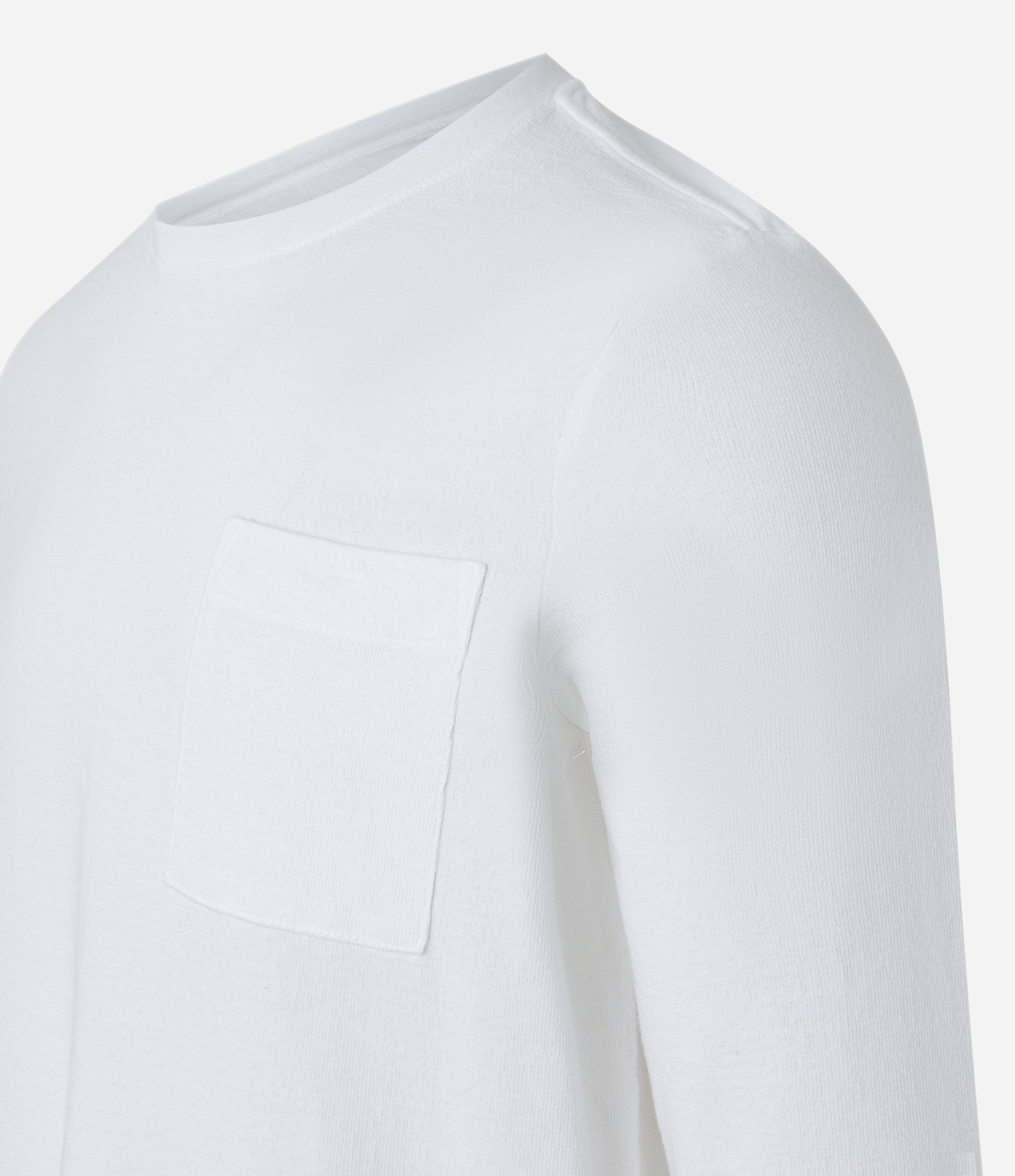 Camiseta em Meia Malha com Textura e Bolso no Peito Branco 8