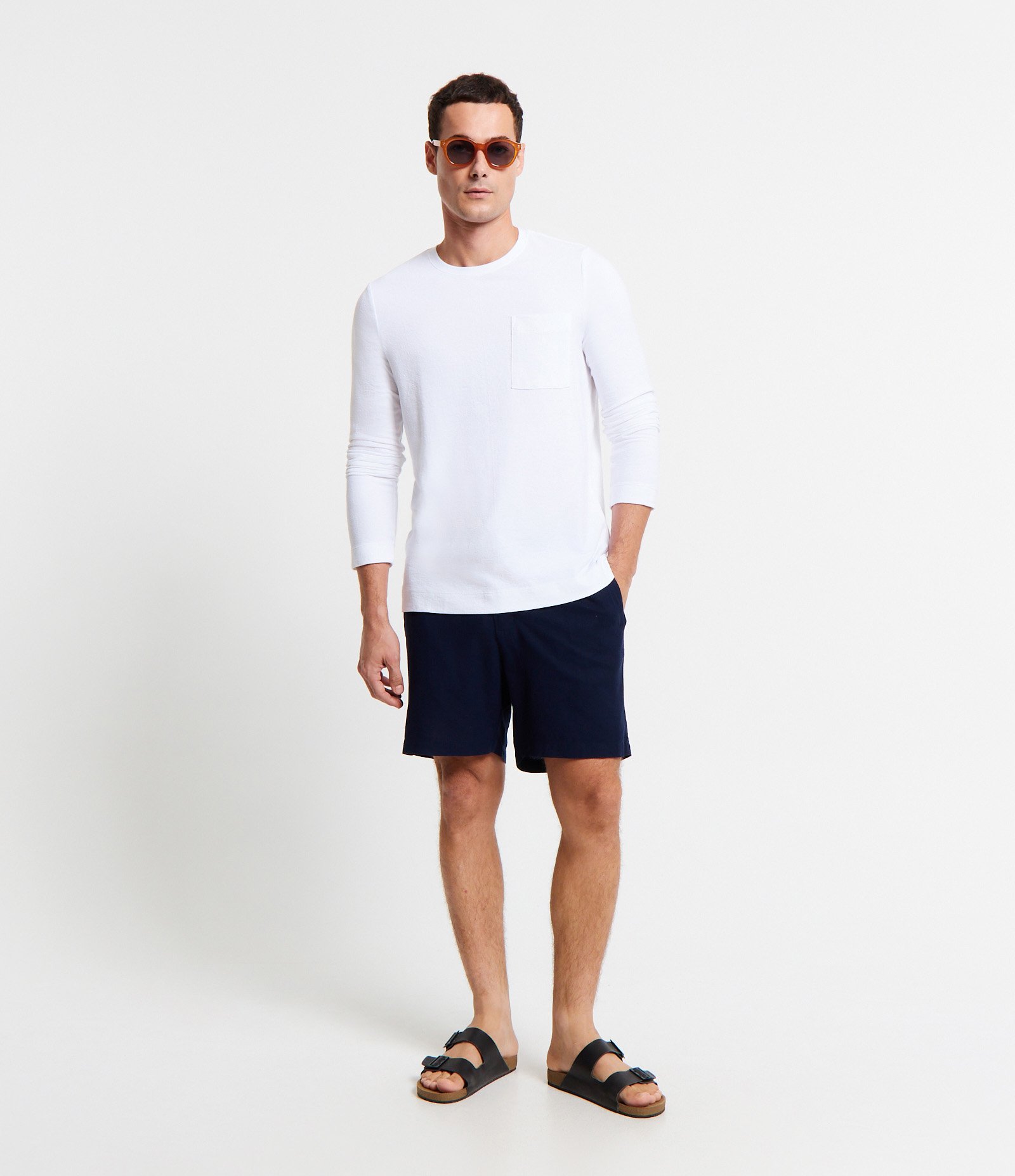 Camiseta em Meia Malha com Textura e Bolso no Peito Branco 2