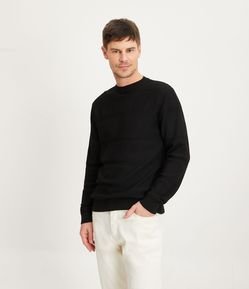 Suéter Comfort em Malha Piquet com Textura em Relevo