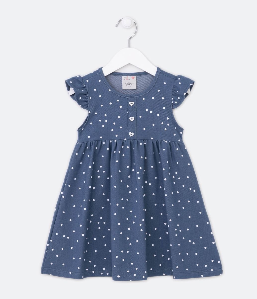 Vestido Infantil com Sobreposição Textura Xadrez e Botão de Coração - Tam 1  a 5 Anos - Renner