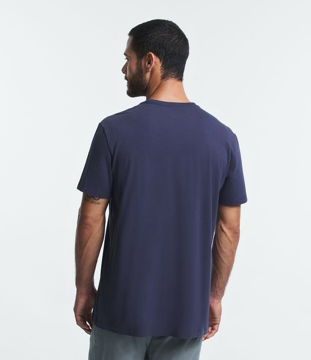 Camiseta Comfort em Meia Malha com Estampa Moto e Paisagem Azul 3