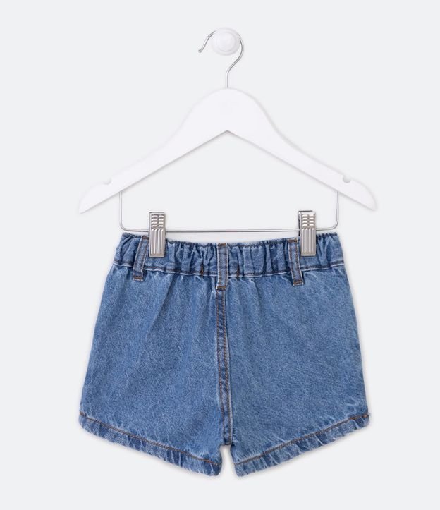 Short Pollera Infantil en Jeans Plegado y Terminación Deshilachada - Talle 1 a 5 años Azul 2