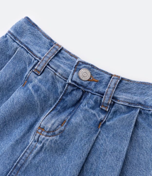 Short Pollera Infantil en Jeans Plegado y Terminación Deshilachada - Talle 1 a 5 años Azul 5