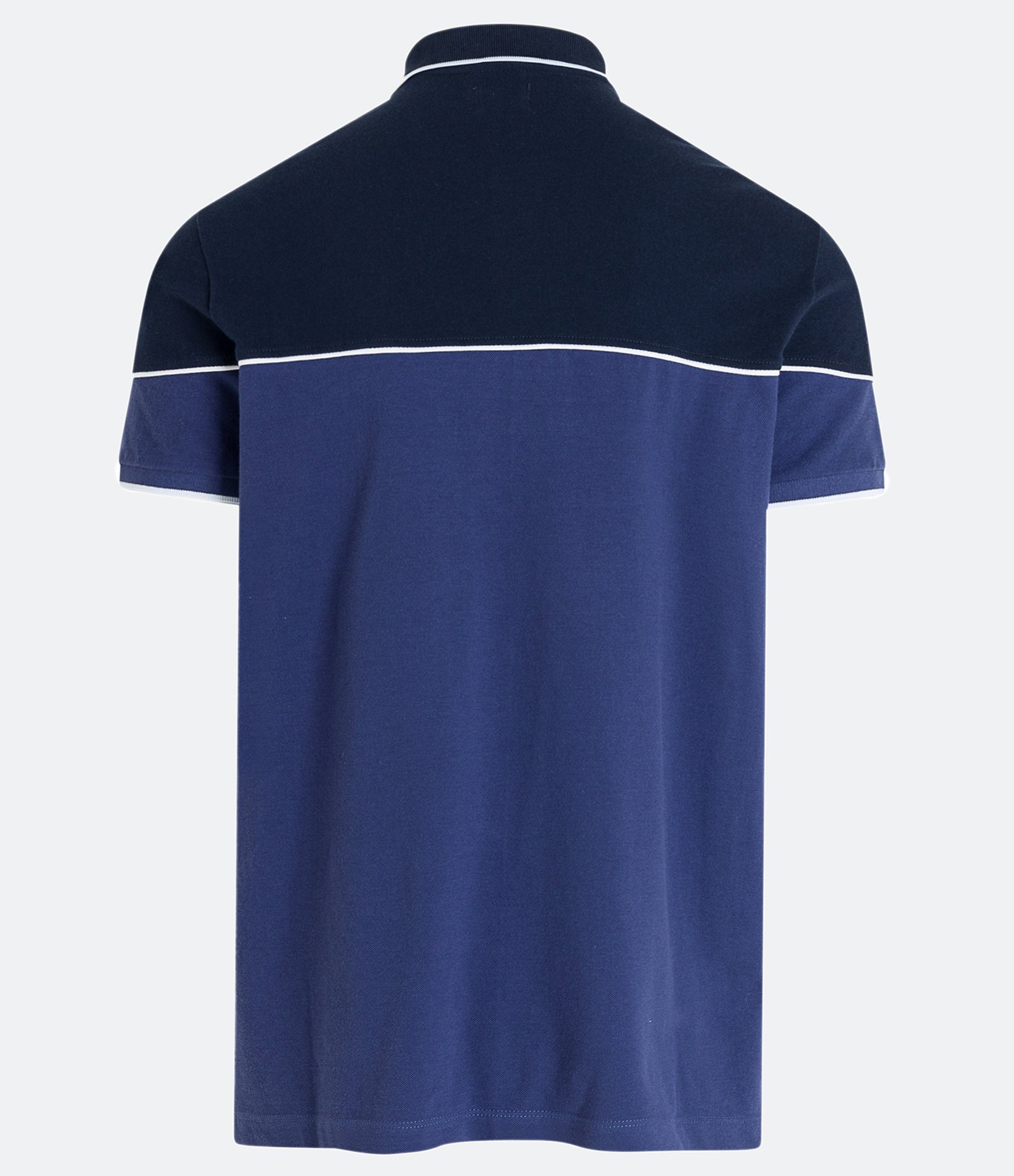 Camisa Polo Regular em Malha Piquet com Blocos de Cor e Friso Contrastante Azul 7