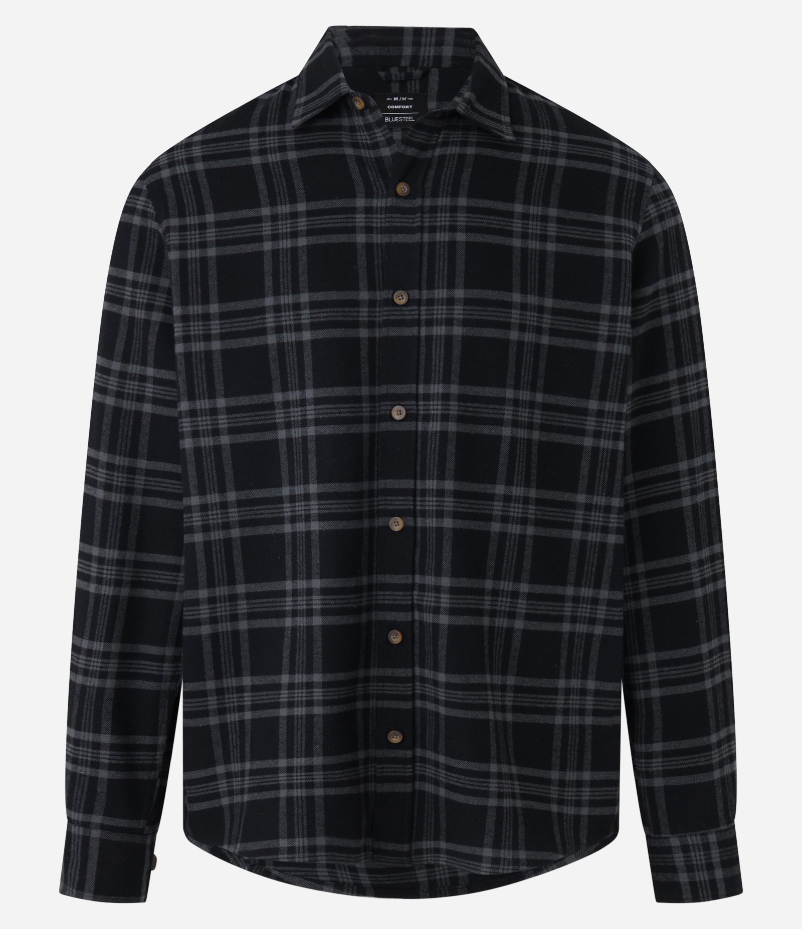 Camisa Relaxed em Flanela Estampa Xadrez Preto 6