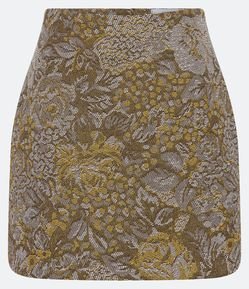Saia Curta em Jacquard com Estampa Floral