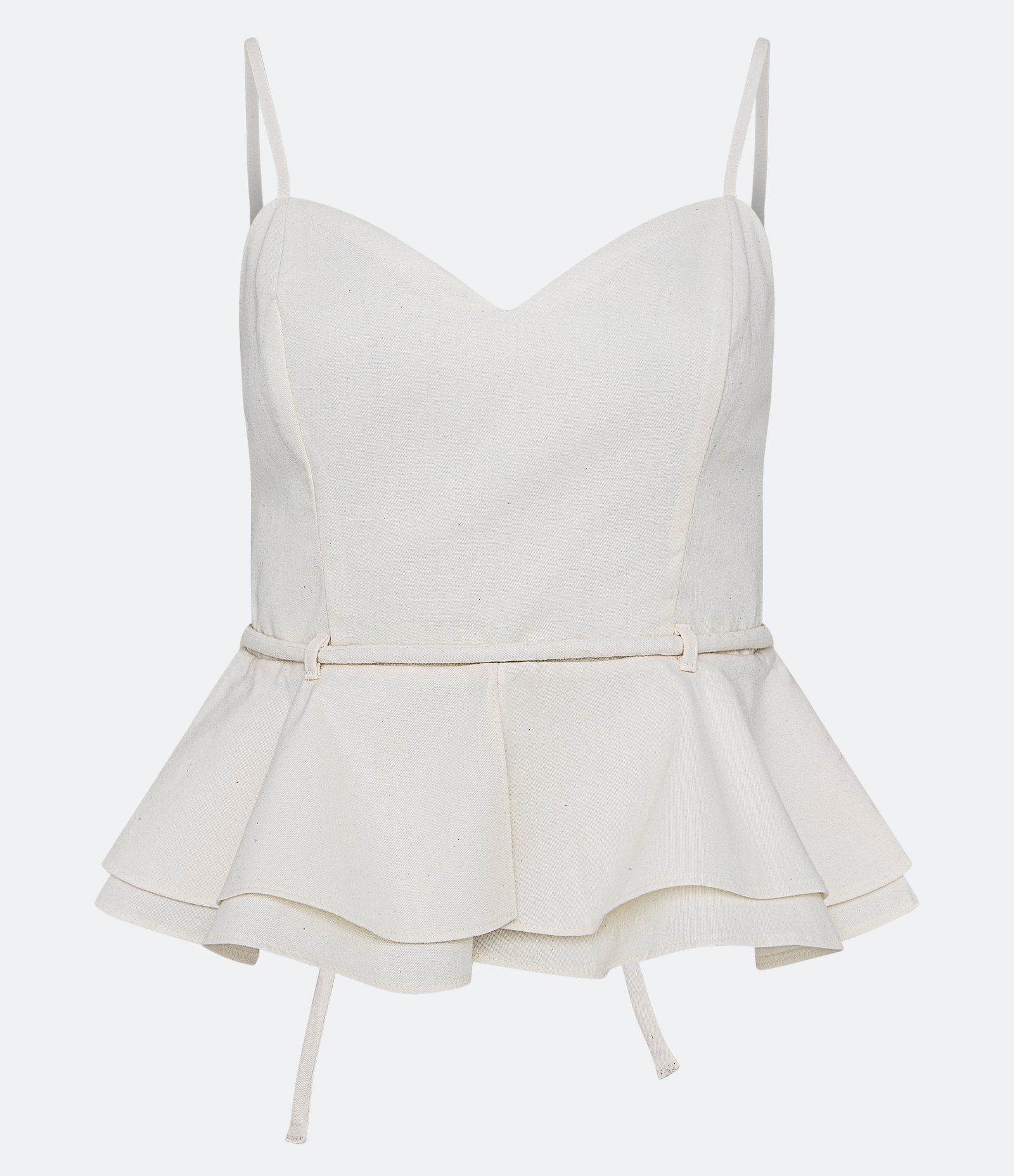 Blusa de Alcinha com Decote Coração e Detalhe Acinturado Off White 7