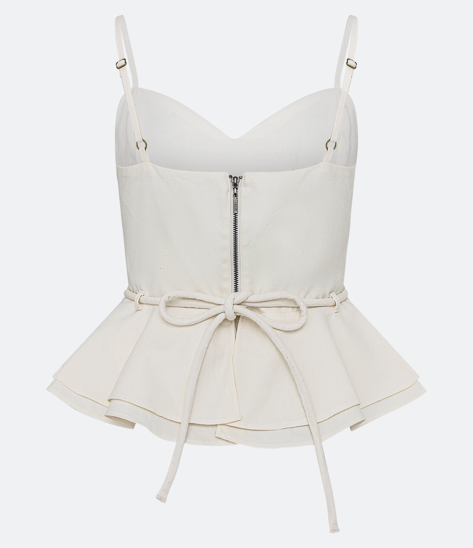 Blusa de Alcinha com Decote Coração e Detalhe Acinturado Off White 8