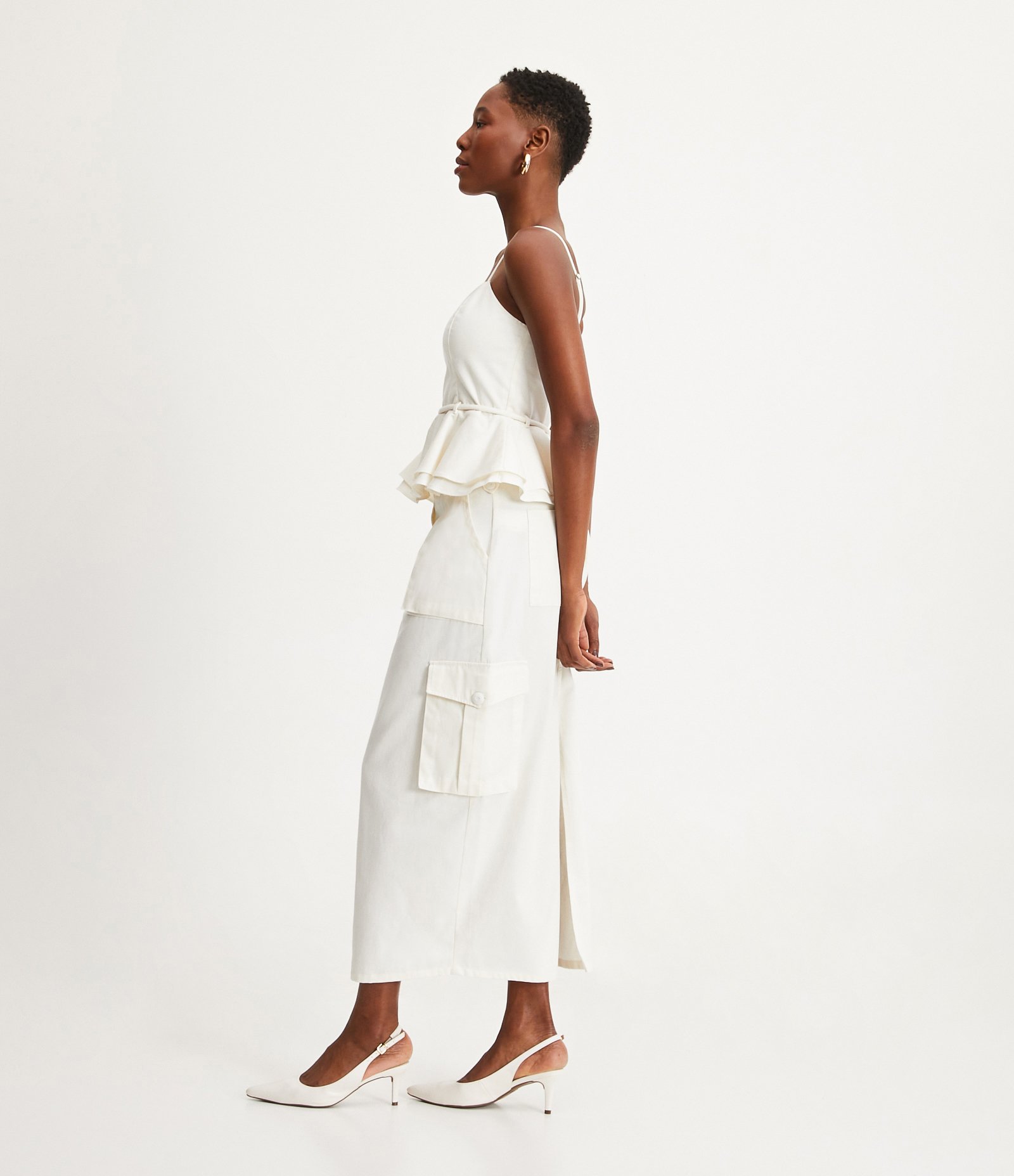 Blusa de Alcinha com Decote Coração e Detalhe Acinturado Off White 6