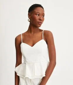 Blusa de Alcinha com Decote Coração e Detalhe Acinturado