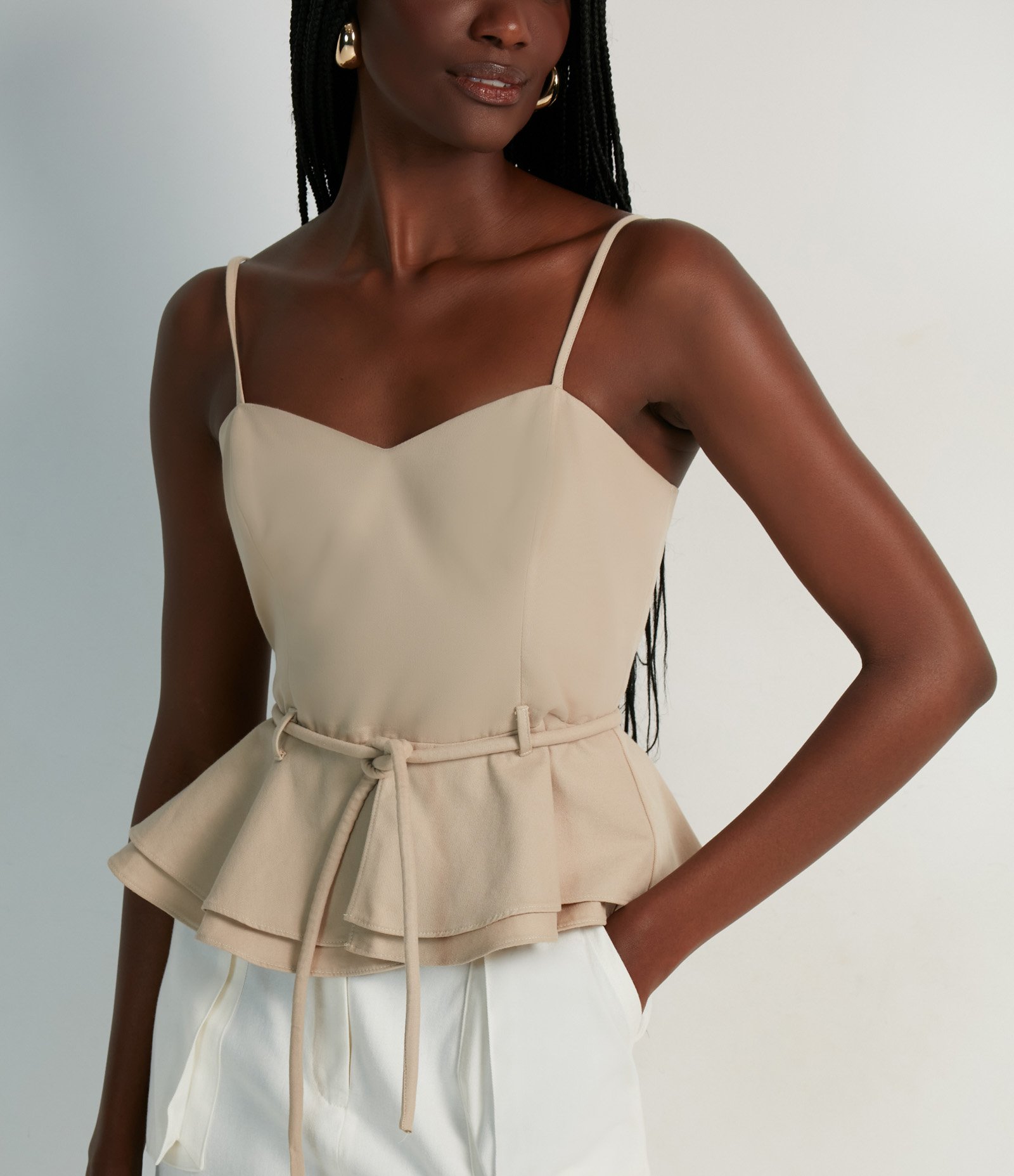 Blusa de Alcinha com Decote Coração e Detalhe Acinturado 3