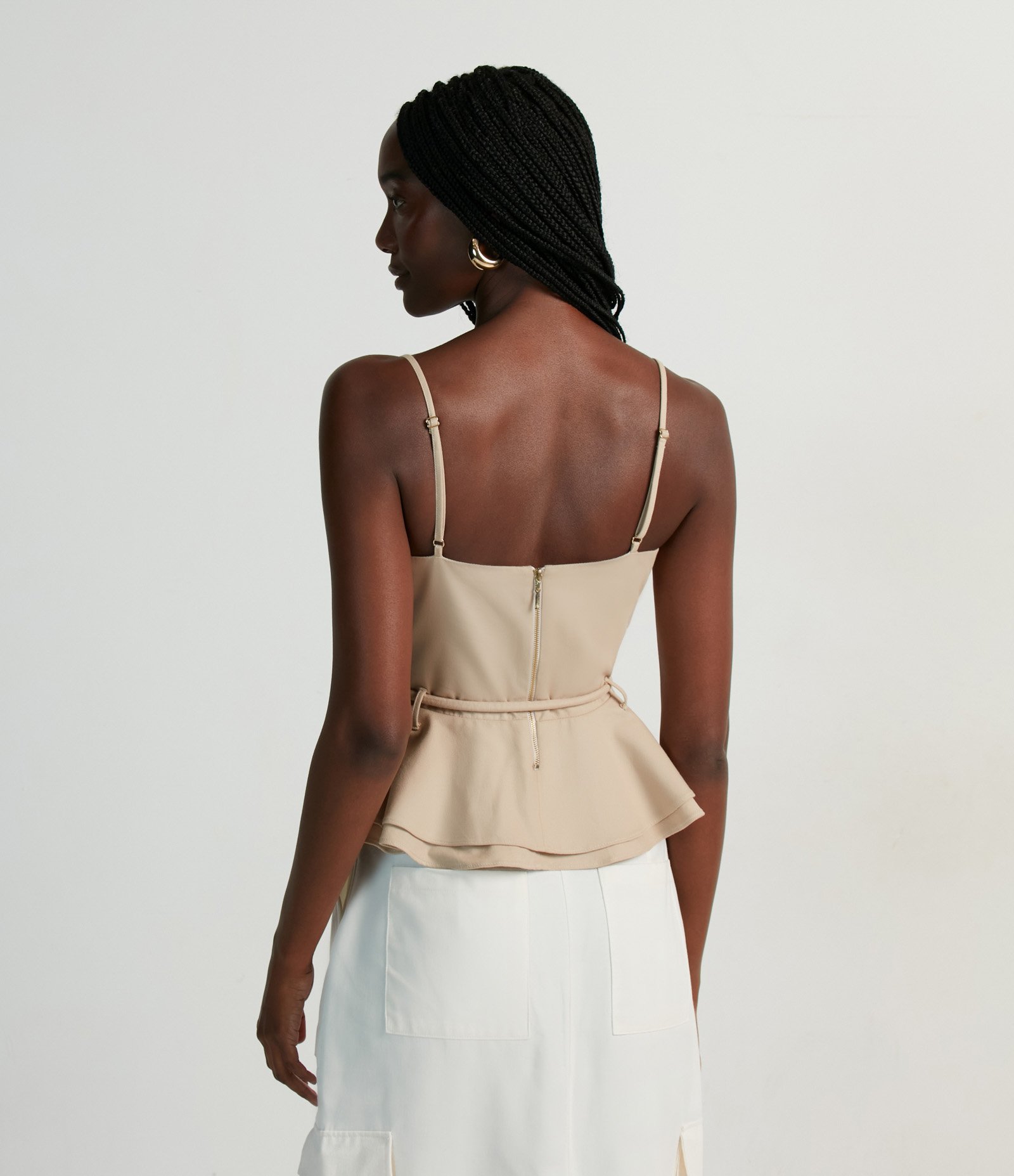 Blusa de Alcinha com Decote Coração e Detalhe Acinturado 4