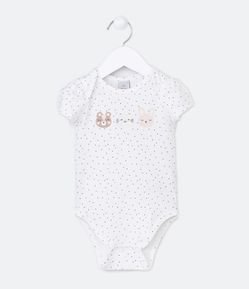 Body Infantil Poá com Estampa Amigos Bichinhos - Tam 0 a 18 meses