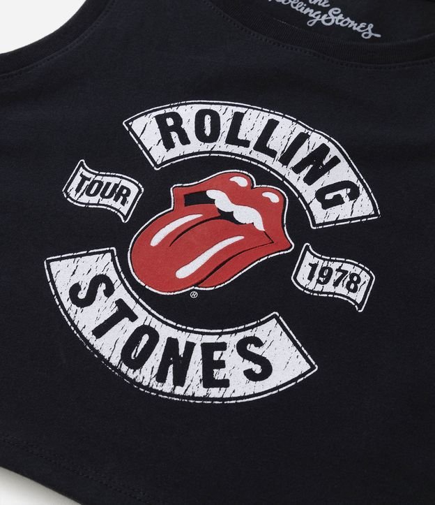 Blusa Regata Cropped Infantil com Estampa Rolling Stones - Tam 5 a 14 Anos