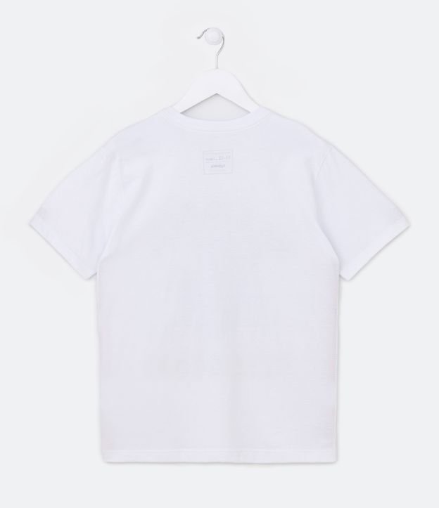Camiseta Infantil Estampa em Lettering e Ursinho de Fone - Tam 5 a 14 Anos Branco 2