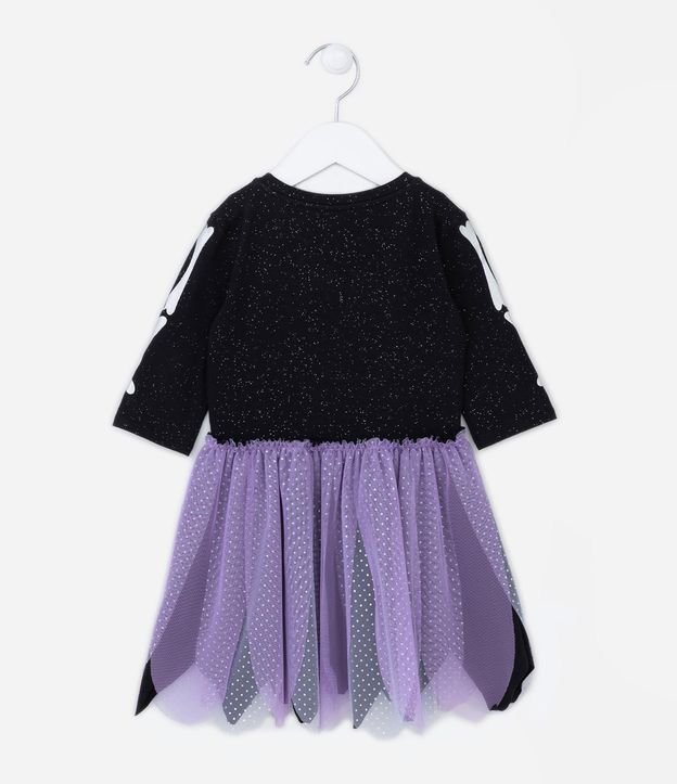 Vestido Infantil Preto com Tule sobre a Saia - Meninas 1 a 10 anos - Preto