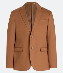 Blazer Slim em Sarja com Gola Lapela e Bolsos