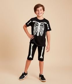 Bermuda Ciclista Infantil Estampa Esqueleto - Tam 5 a 14 Anos
