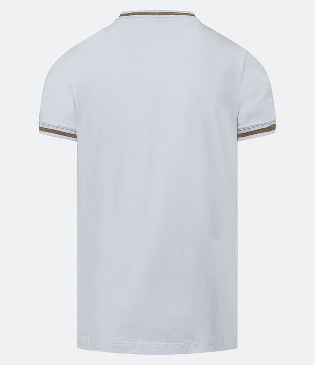 Camiseta Muscle em Algodão com Detalhes em Ribana Branco/ Bege 9
