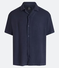 Camisa Relaxed com Lapela na Gola e Textura Rústica
