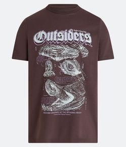 Camiseta Regular em Meia Malha com Estampa Dragão Outsider