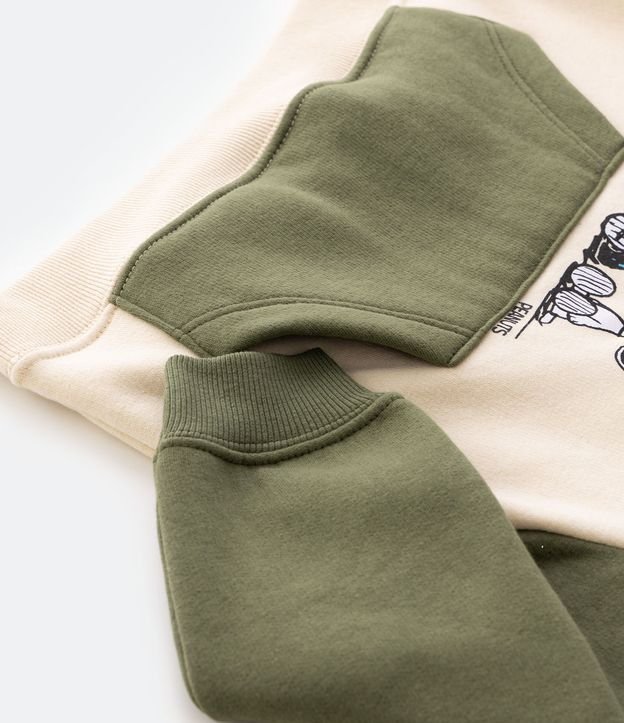 Conjunto Infantil con Forro Calentito Capucha y Estampado Snoopy, Charlie y Woodstock - Talle 1 a 5 años Verde 4