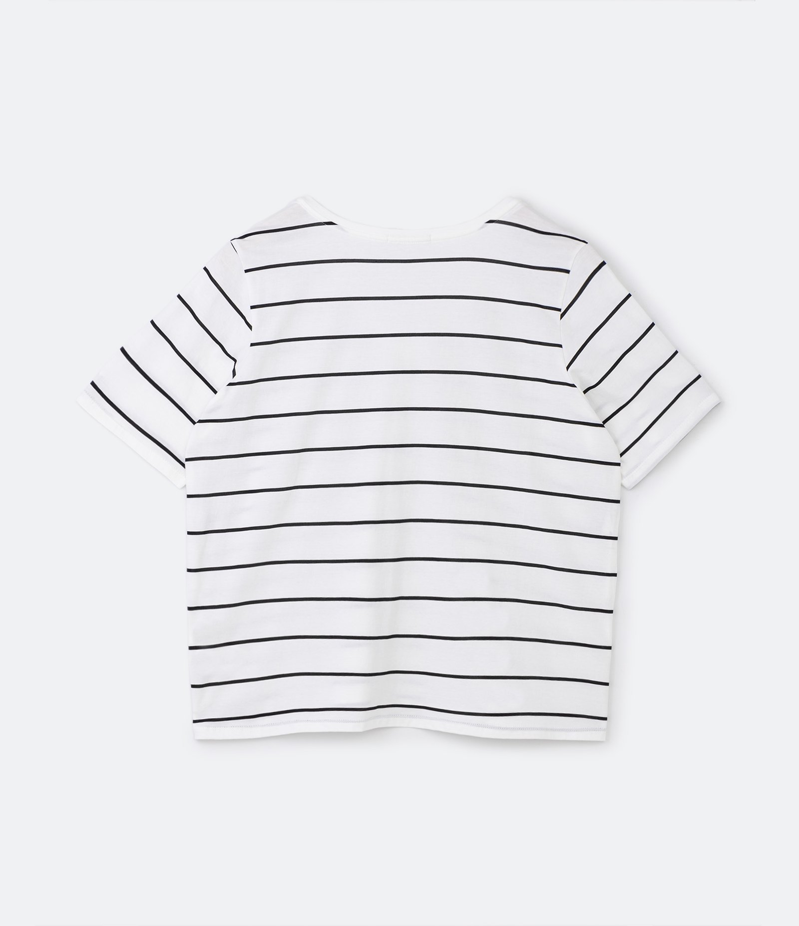 Blusa com Gola V e Estampa Listrada Curve & Plus Size Branco 6