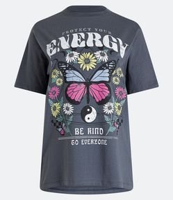 Camiseta em Meia Malha com Manga Curta e Estampa Mística