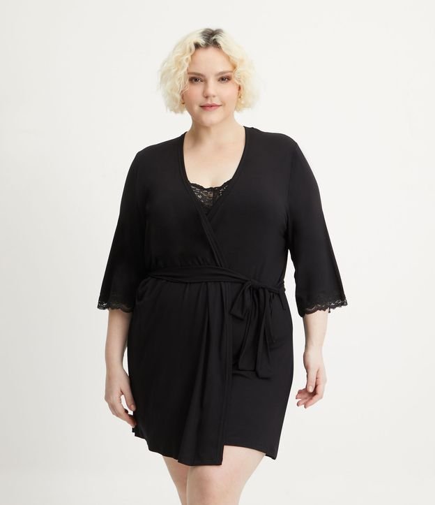 Robe Curto em Viscolycra com Manga 3/4 Curve & Plus Size