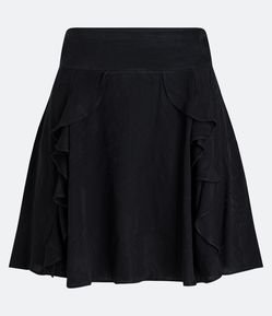 Saia Curta em Viscose com Textura Jacquard e Babados