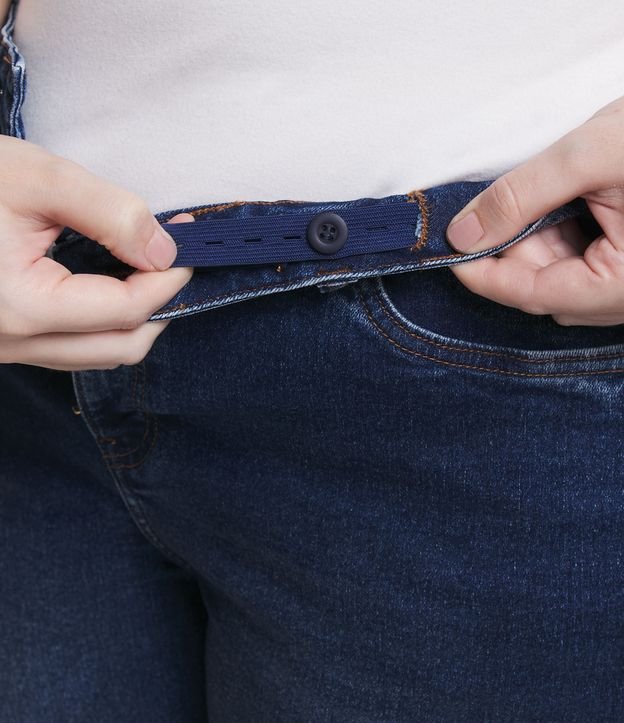 Calça Reta Jeans com Elastano e Regulagem Interna no Cós Curve & Plus Size Azul 5