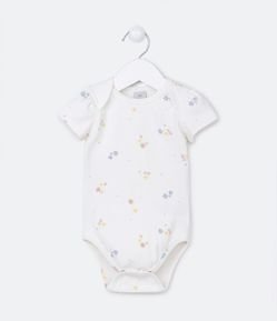 Body Infantil con Pliegas en el Hombro y Estampado de Florzitas - Talle 3 a 18 meses