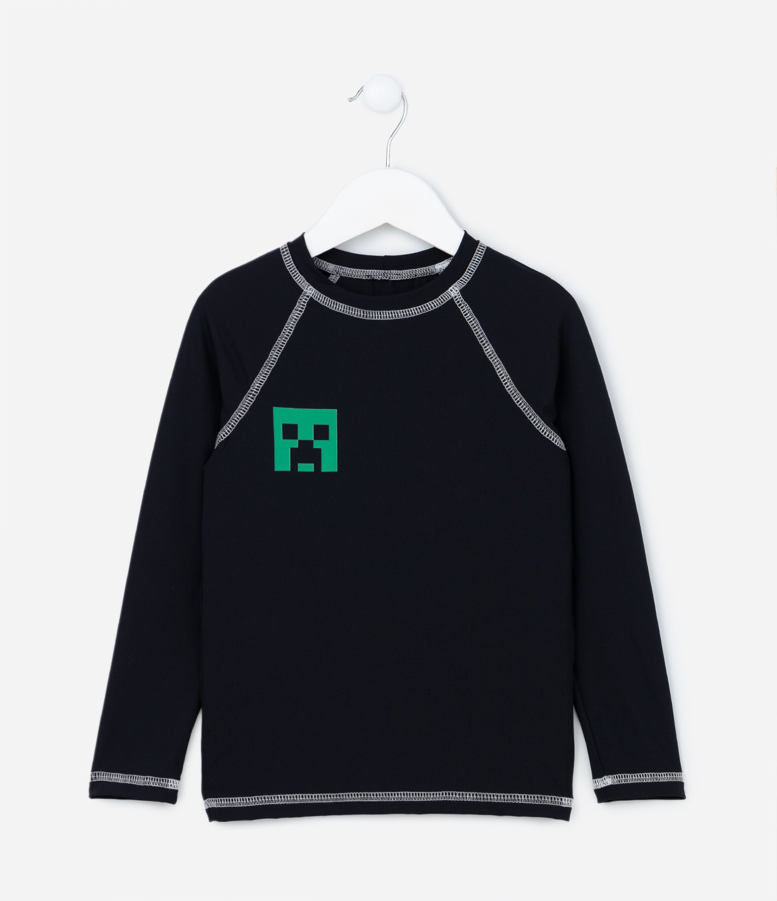 Camiseta Infantil com Proteção UV e Estampa Minecraft - Tam 5 a 14 Anos Preto 1