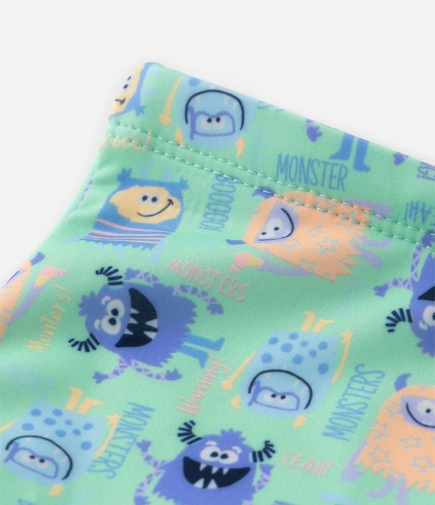 Sunga Boxer Infantil com Estampa de Monstrinhos - Tam 1 a 4 anos Verde 3