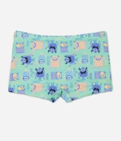 Sunga Boxer Infantil com Estampa de Monstrinhos - Tam 1 a 4 anos