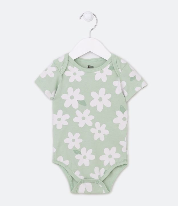 Body Infantil en Cotton con Estampado Floral - Talle 0 a 18 meses Verde 1