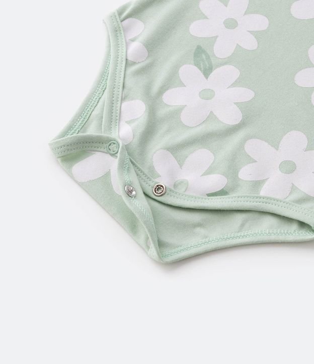 Body Infantil en Cotton con Estampado Floral - Talle 0 a 18 meses Verde 3